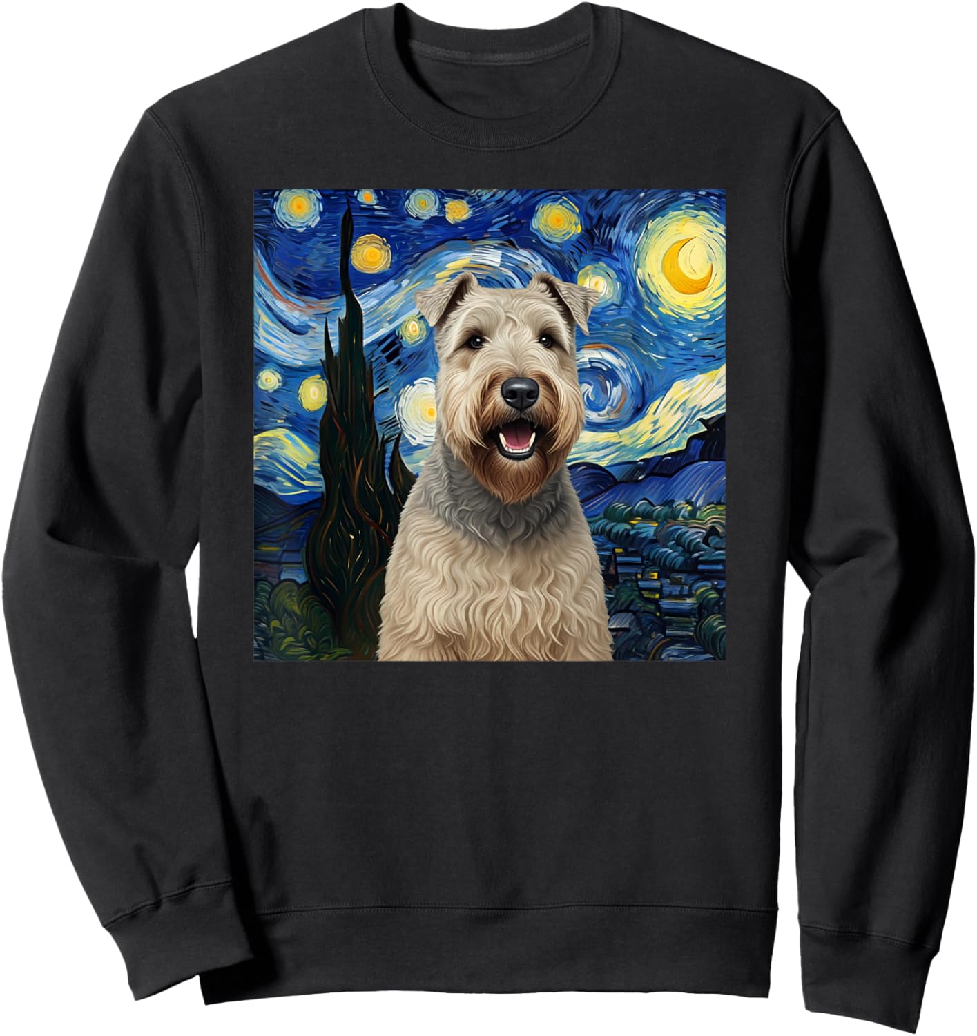 Wheaten Terrier Starry Night Dog Lover Gift Men Women Kids Sweatshirt - Sweatshirt | Black