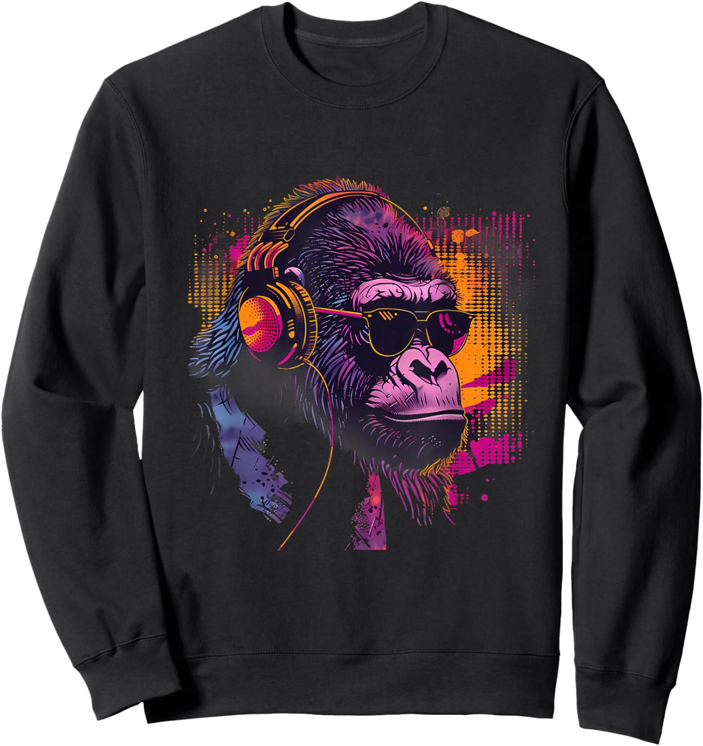 Gorilla Music DJ EDM Beatmaker Music Headphones Techno Sweatshirt - Sweatshirt | Black