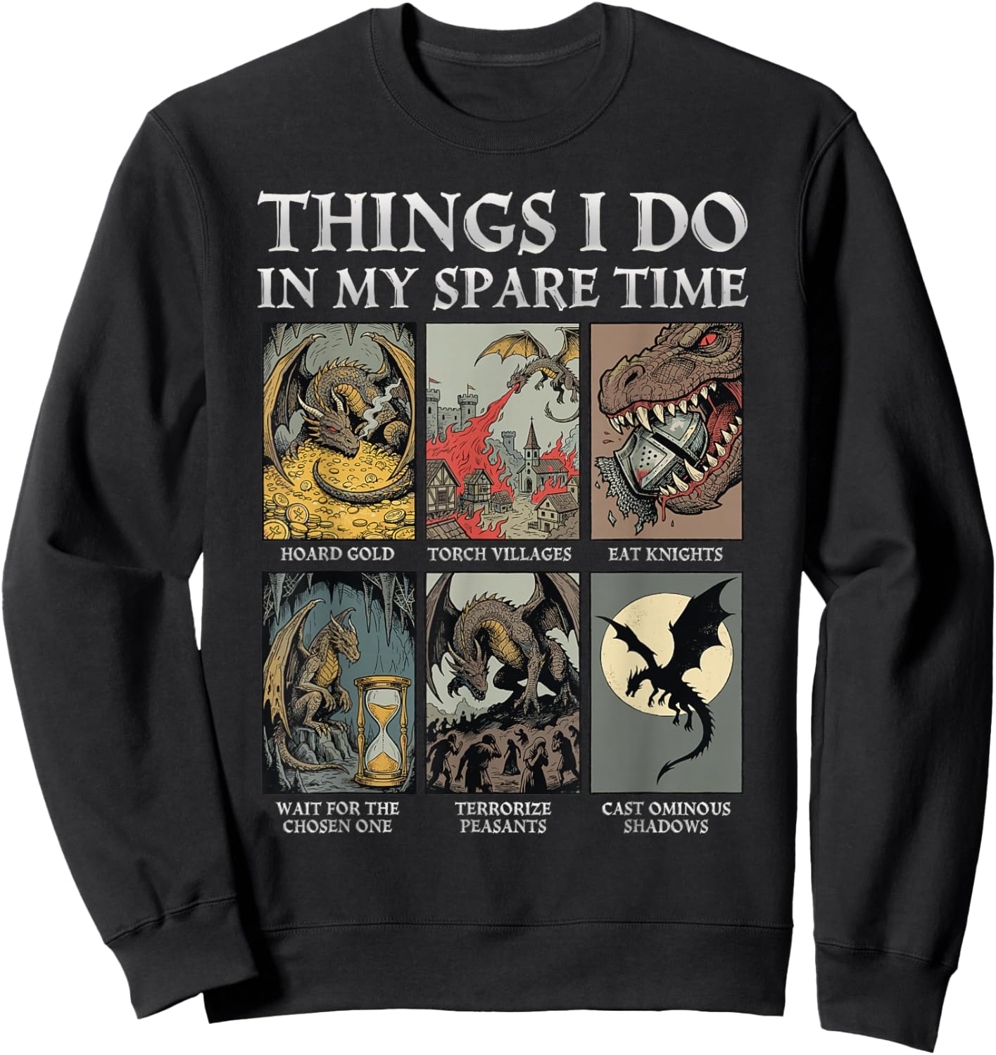 Funny Dragon Things I Do in My Spare Time Sweatshirt - Sweatshirt | Black