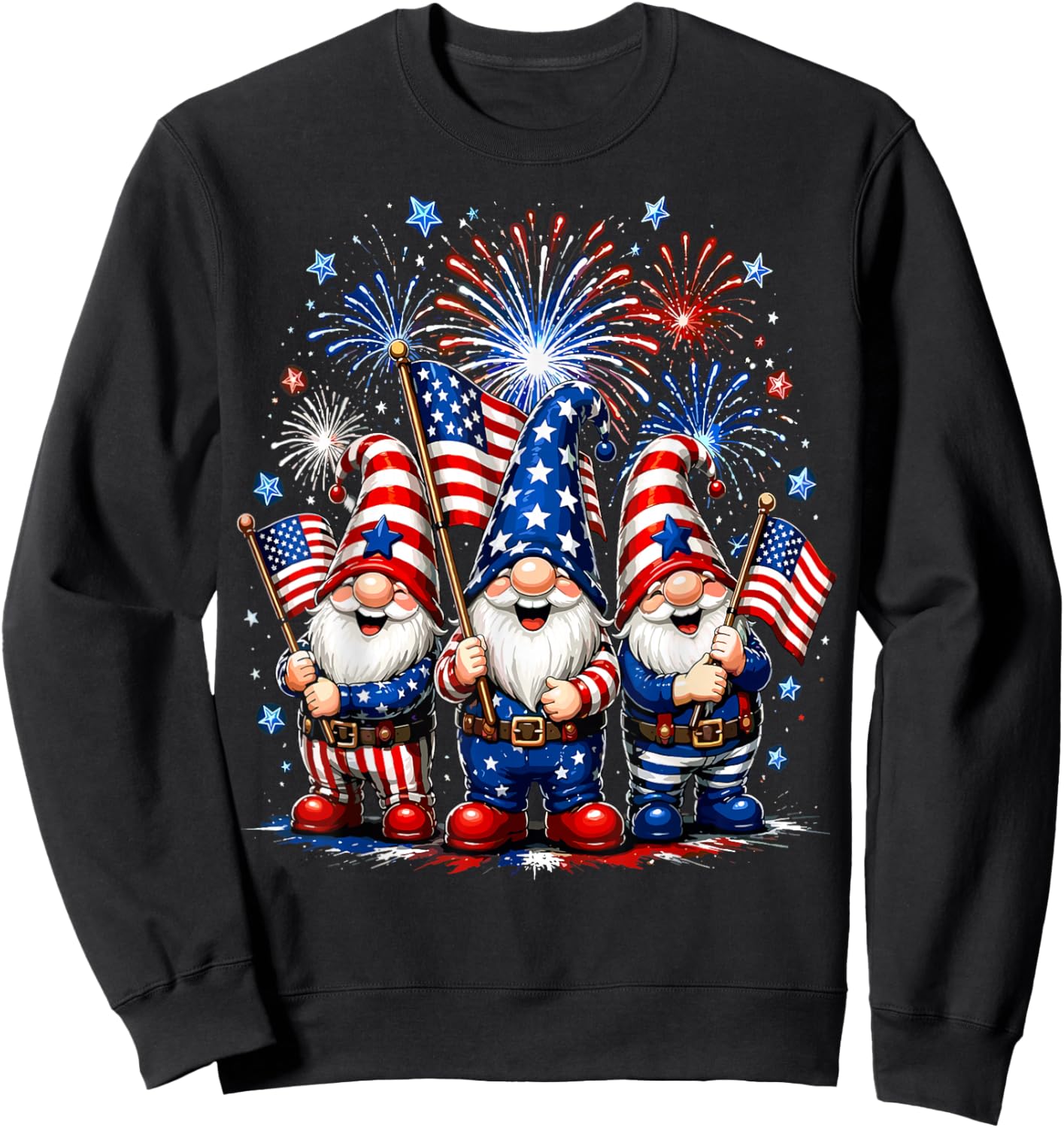 4th of July Funny Gnomes Sweatshirt - Sweatshirt | Black