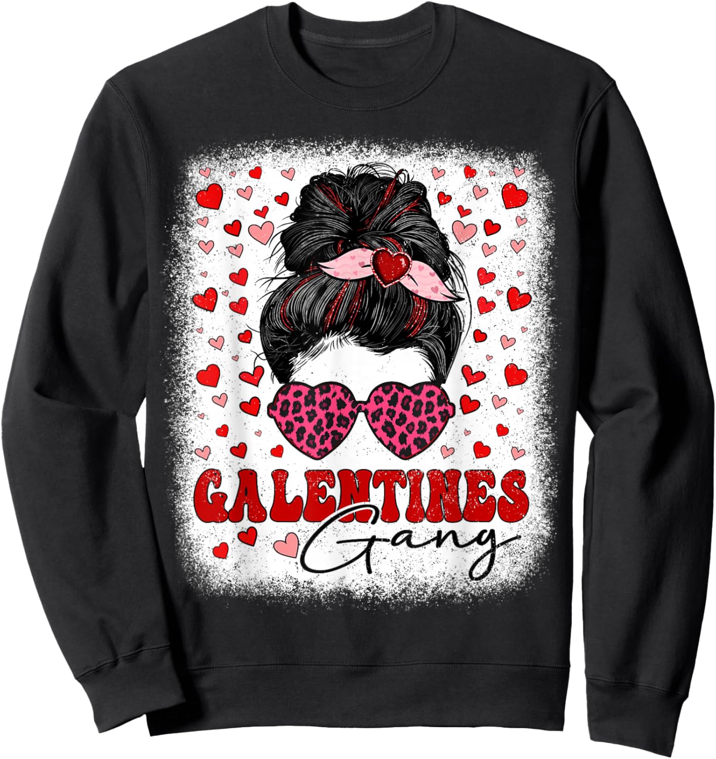 Galentines Gang Messy Bun Cute Girls Galentine's Day Women Sweatshirt - Sweatshirt | Black