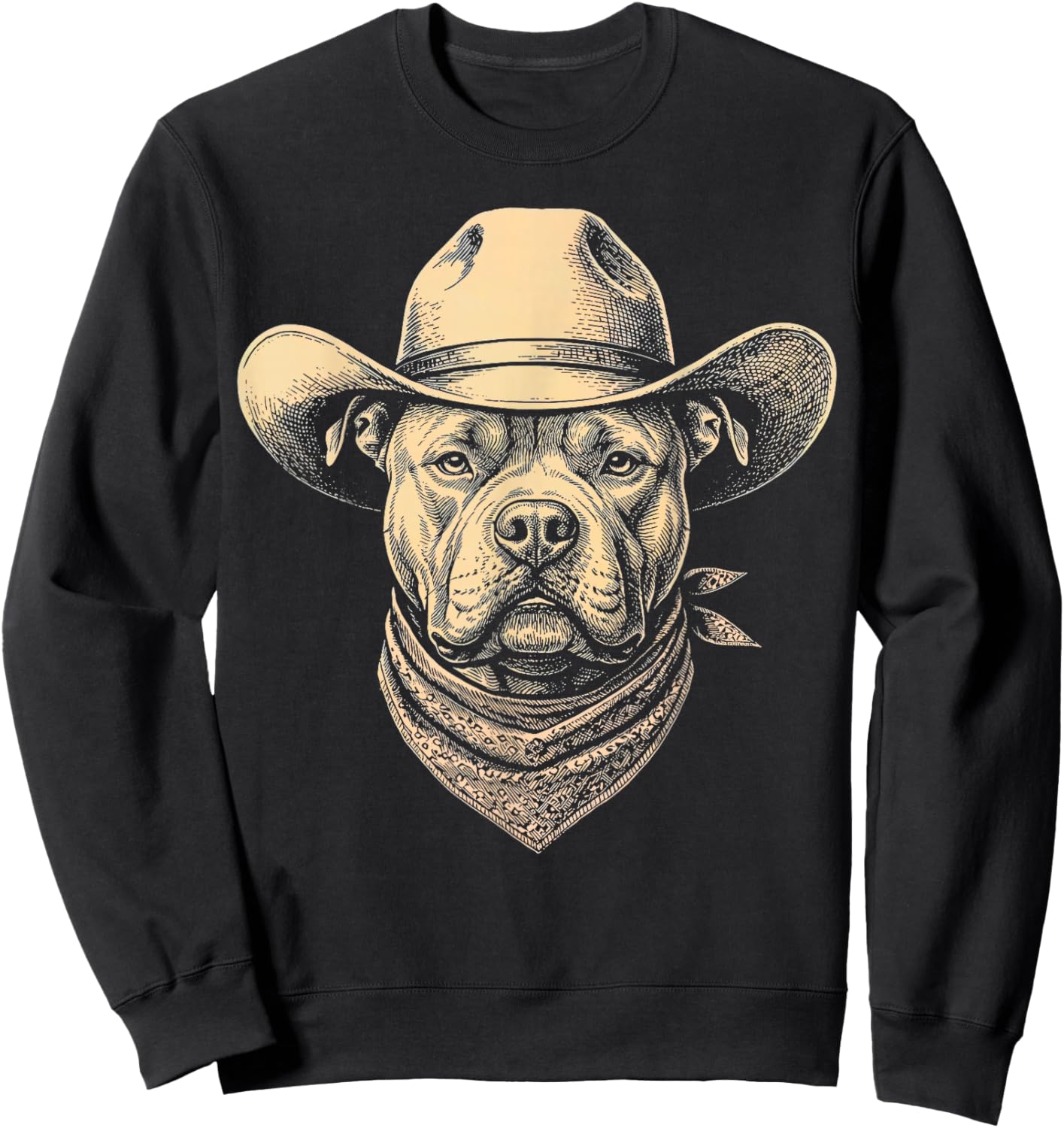 Cowboy Hat Vintage American Bully Dog Retro Western Sweatshirt - Sweatshirt | Black