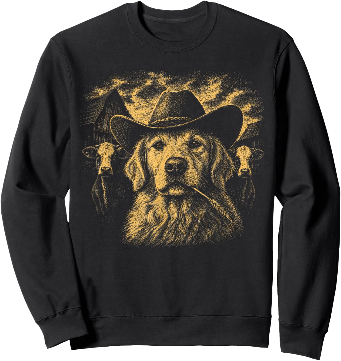 Golden Retriever Cowboy Western Country Style Dog Lover Sweatshirt - Sweatshirt | Black