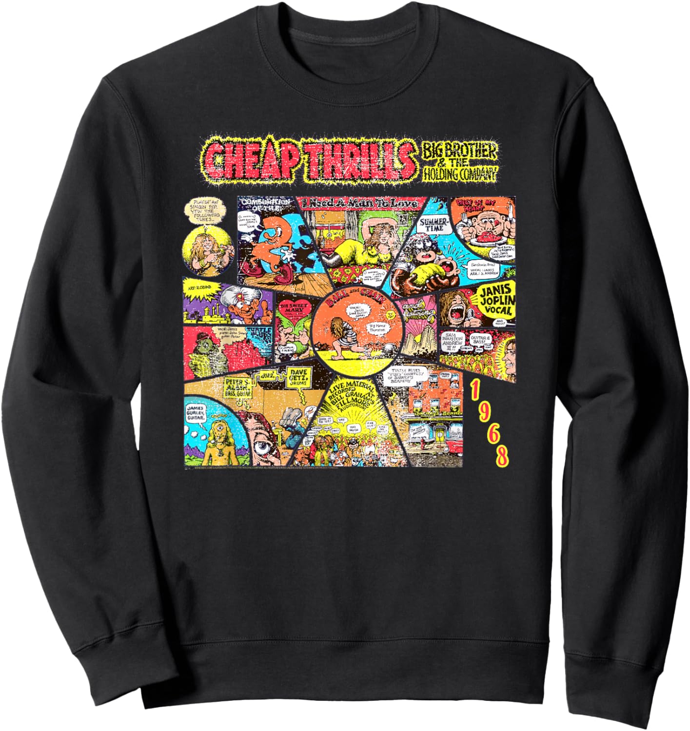 Big Brother and the Holding Company 1968 Comic Art Sweatshirt - Sweatshirt | Black