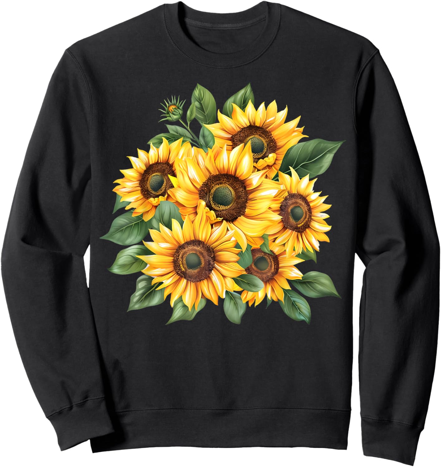 Yellow Sunflowers Cute Summer Flowers Women Beach Vibes Sweatshirt - Sweatshirt | Black