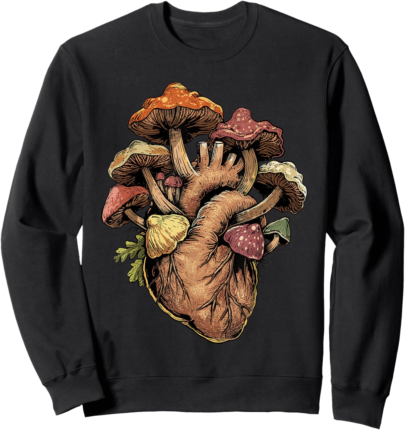 Mushroom Shirt Anatomical Heart Morel Love Mushroom Hunter Sweatshirt - Sweatshirt | Black