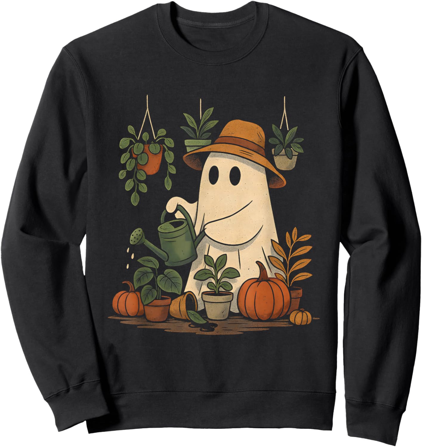 Funny Plant Ghost | Spooky Gardener Halloween Sweatshirt - Sweatshirt | Black