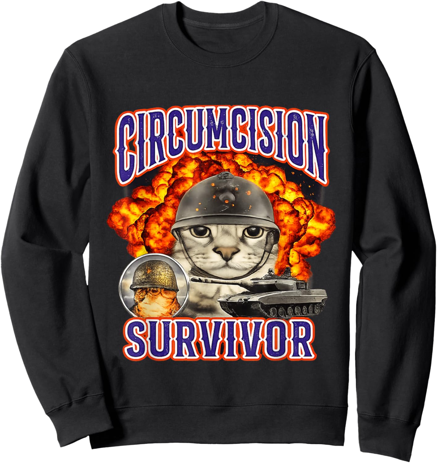 Circumcision Survivor Funny Unhinged Gen Z Raunchy Meme Gag Sweatshirt - Sweatshirt | Black