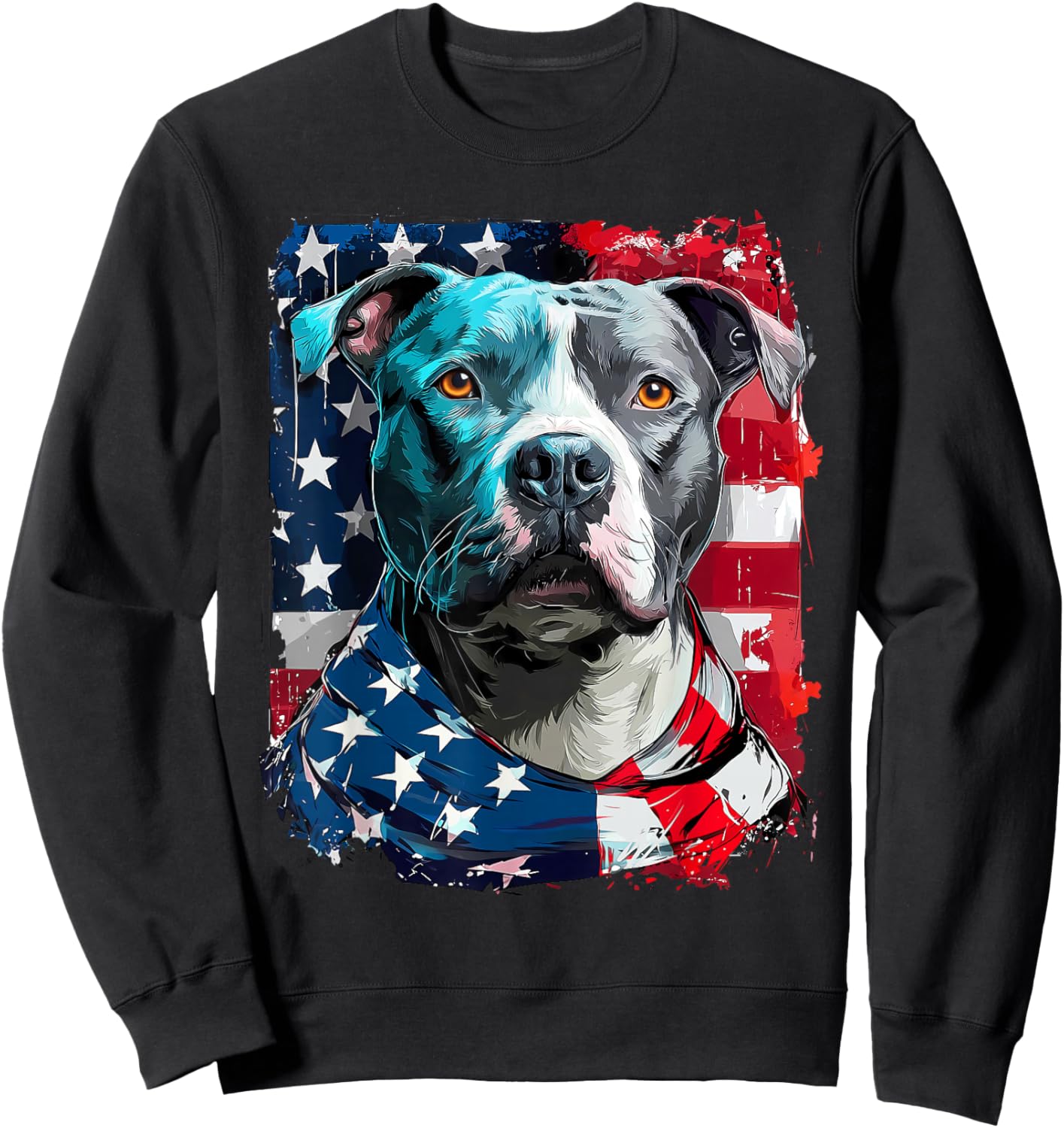 American Pitbull Terrier USA Flag Patriotic Pit Bull Dog Sweatshirt - Sweatshirt | Black