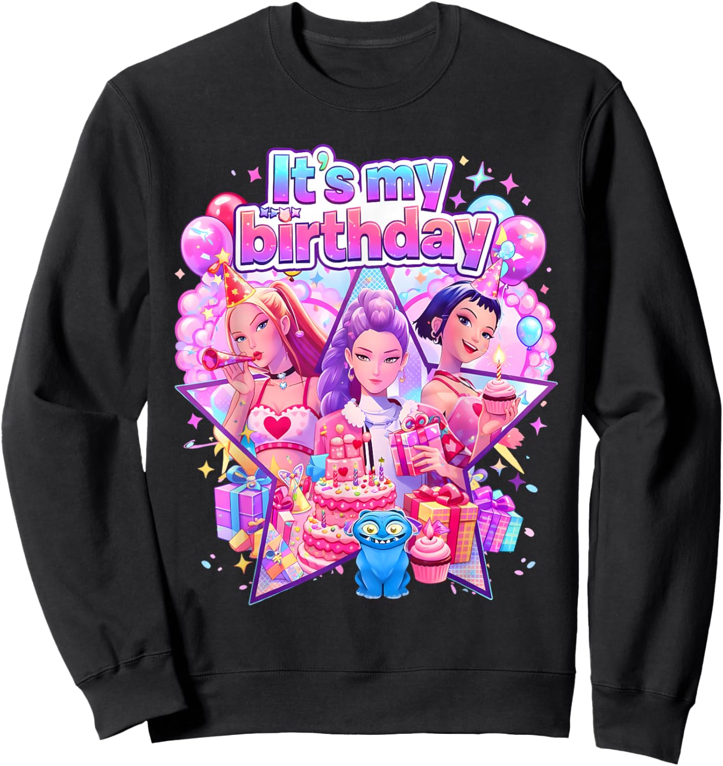 It's My Birthday K-pop Cute Chibi K Pop Birthday Girl Kpop Sweatshirt - Sweatshirt | Black