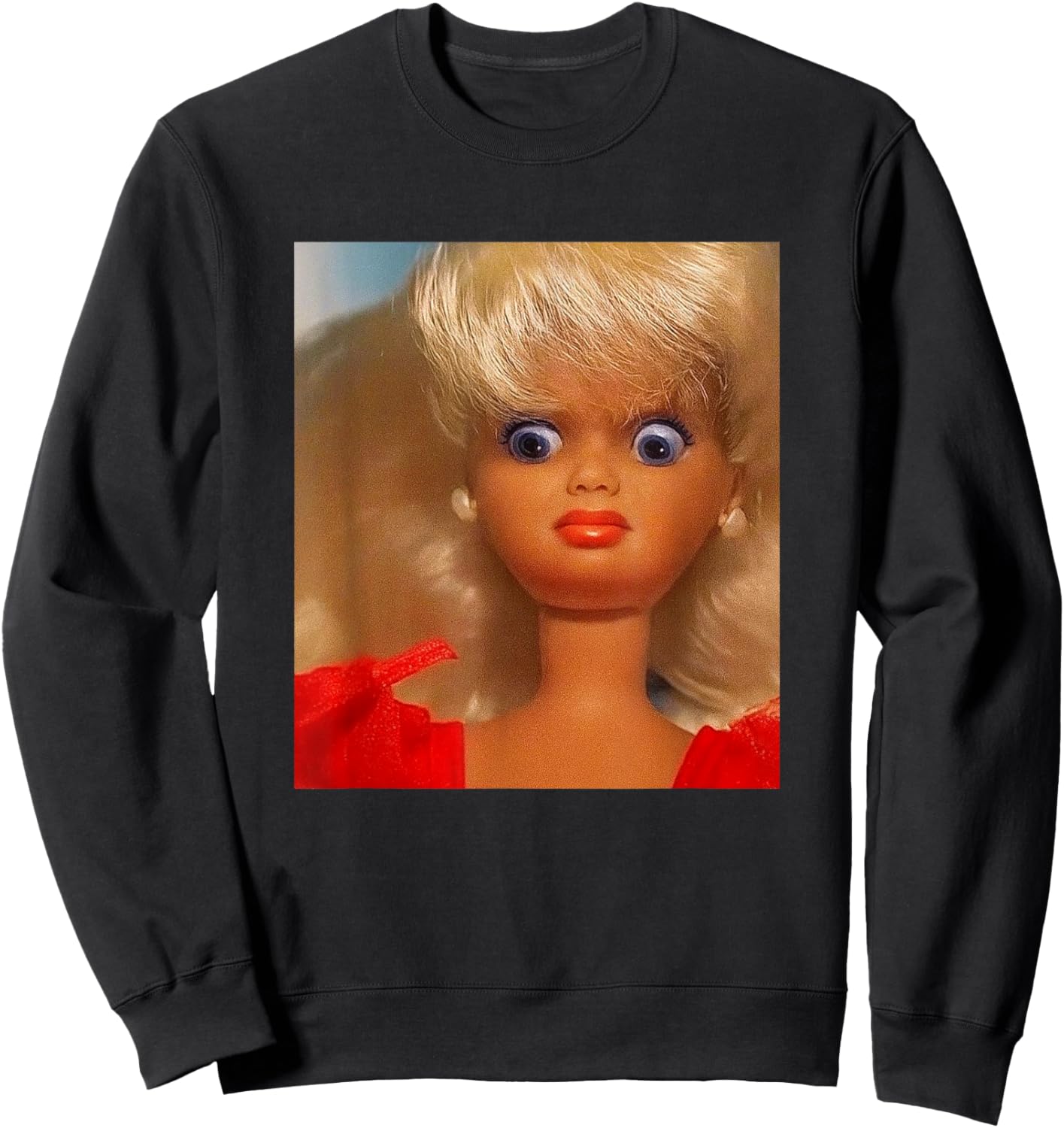 Funny Face Doll Meme Disgusting Judging Expression Humor Sweatshirt - Sweatshirt | Black