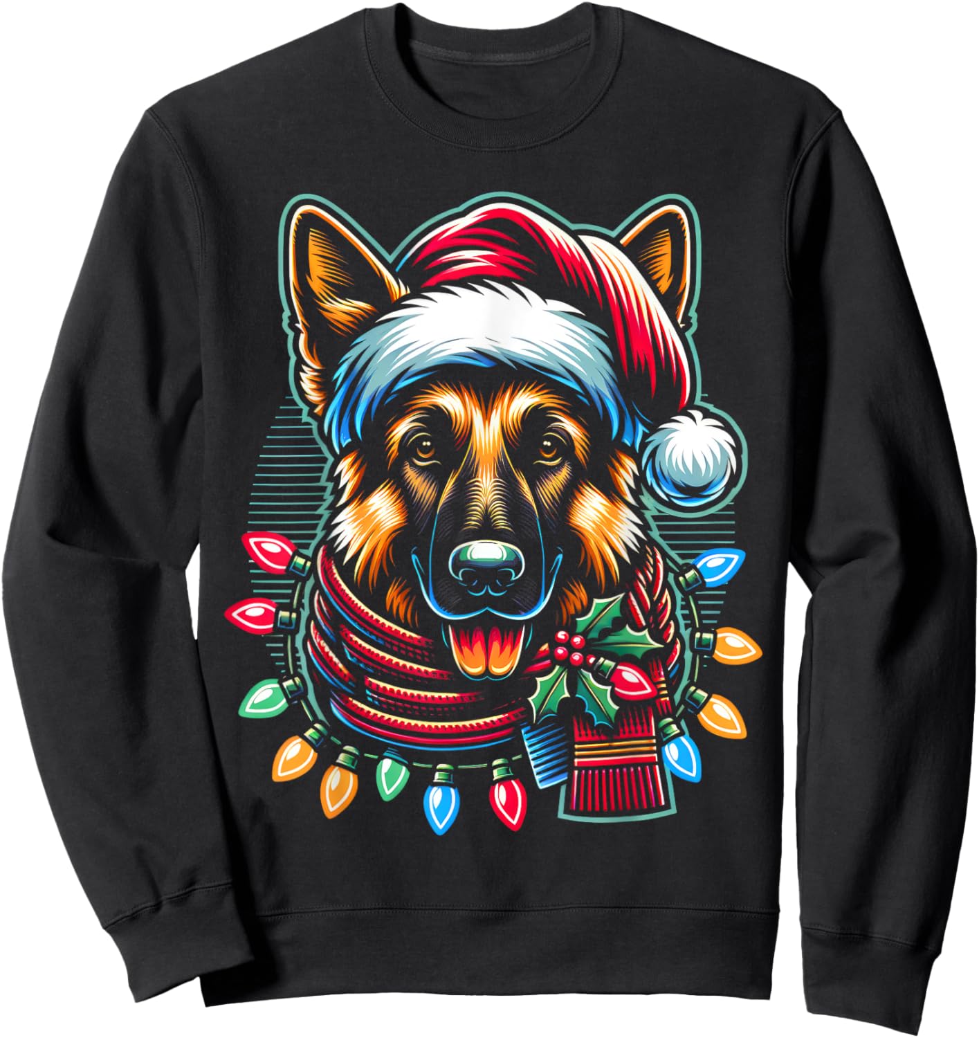 Christmas German Shepherd Xmas Shepherd Mom Dog Lover Sweatshirt - Sweatshirt | Black