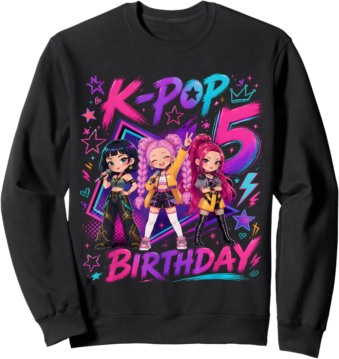 Kids It's My 5th K Pop Birthday Girl 5 Year Old K-Pop Bday Sweatshirt - Sweatshirt | Black