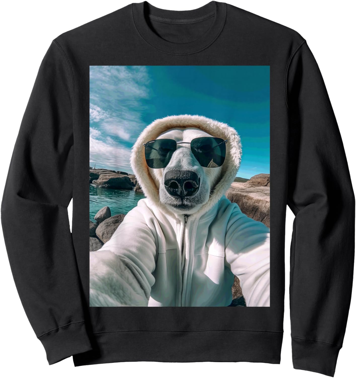 Selfie Polar Bear Styled Swag Funny Original Sweatshirt - Sweatshirt | Black
