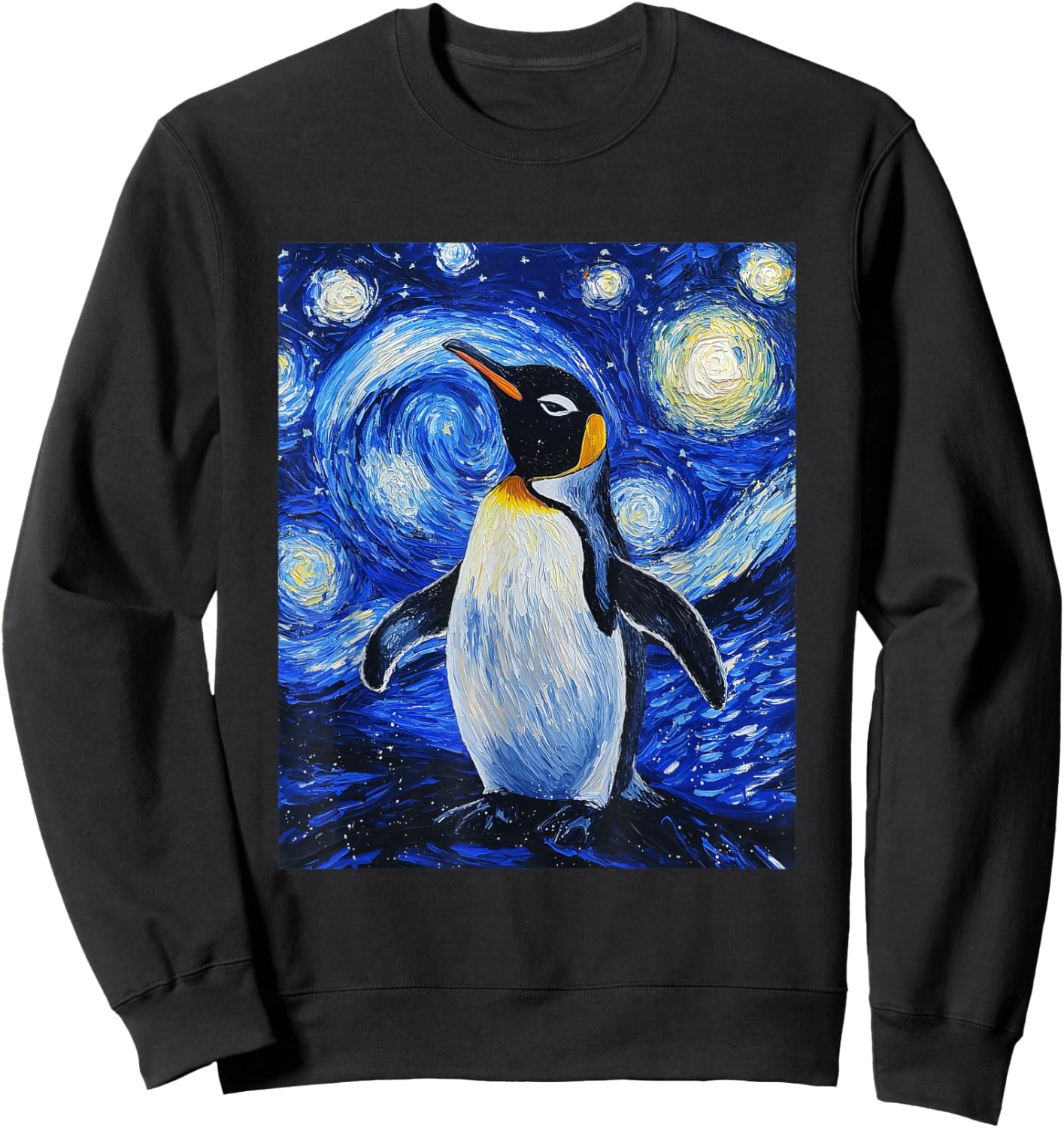 Penguin Bird - Van Gogh Style - Starry Night Sweatshirt - Sweatshirt | Black