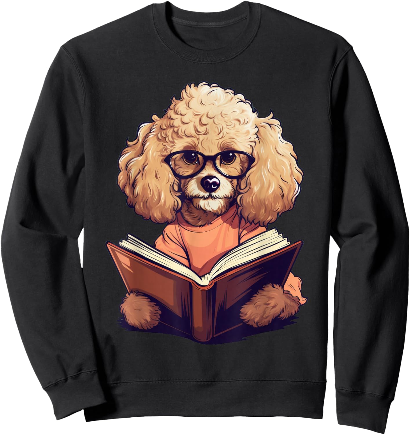 Cute Dog Poodle Reading Book Sweatshirt - Sweatshirt | Black