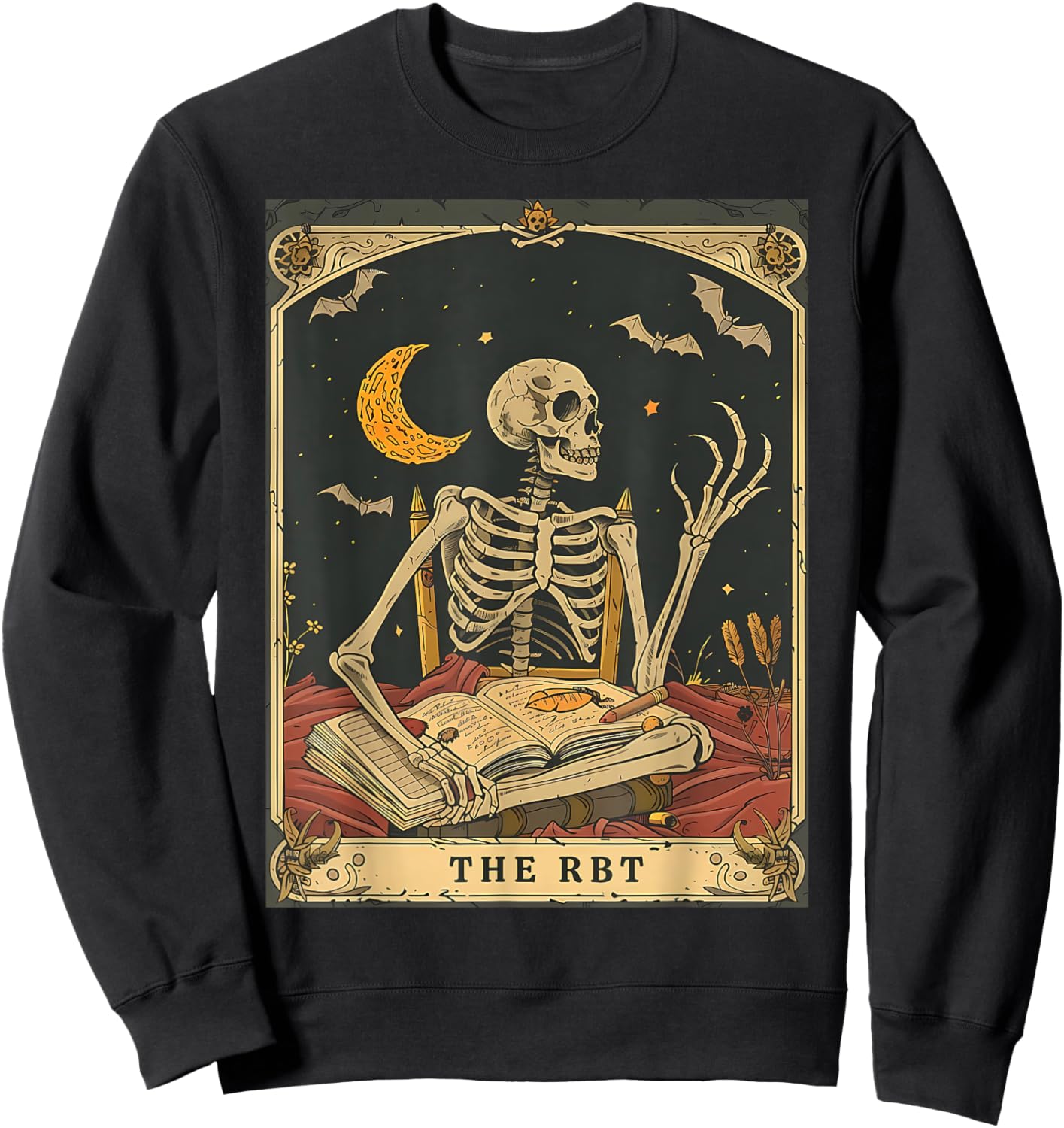 RBT Tarot Card Funny Skeleton Behavior Analyst Halloween Sweatshirt - Sweatshirt | Black