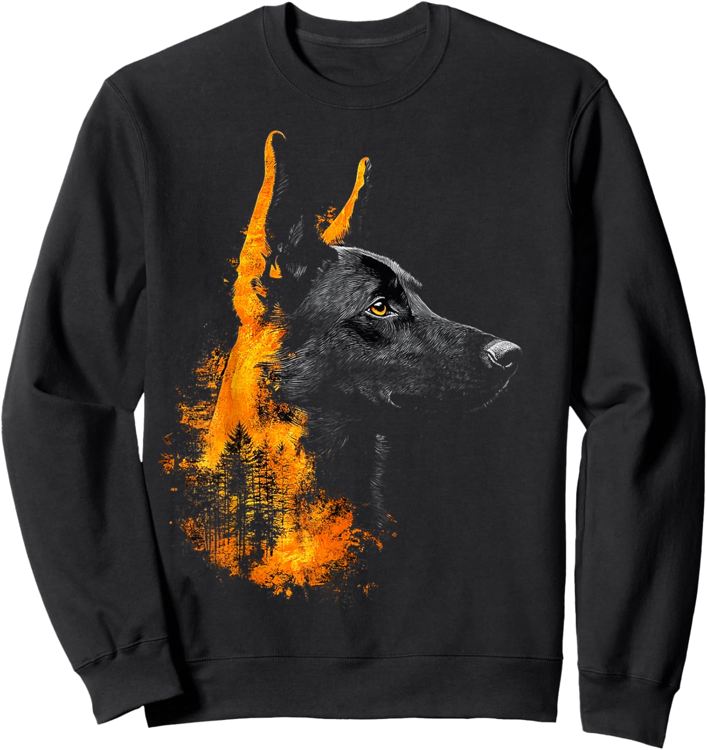 Belgian Malinois Dog Motif Pet Illustration Belgian Malinois Sweatshirt - Sweatshirt | Black