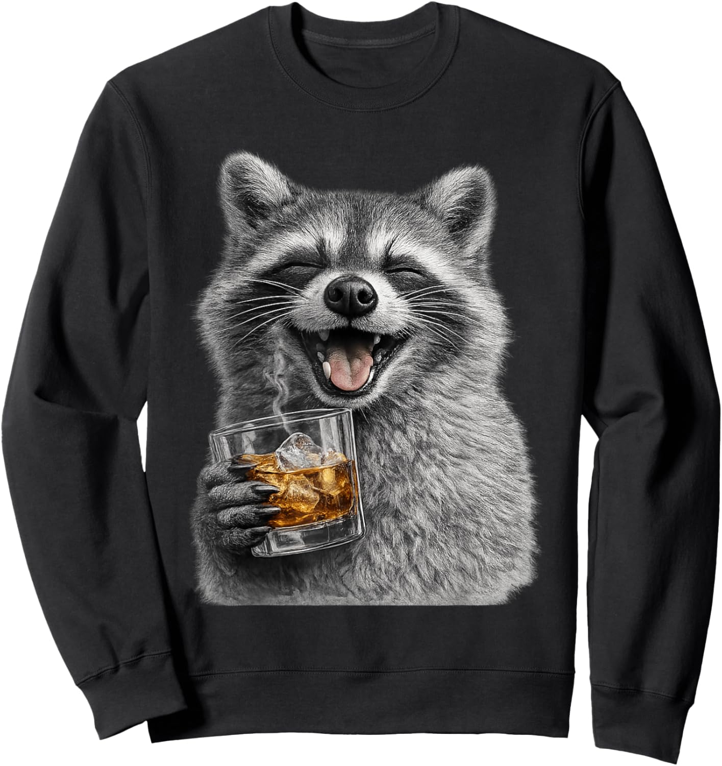 Funny Raccoon Design, Silly Meme, Danke Memes, 90s Vintage Sweatshirt - Sweatshirt | Black