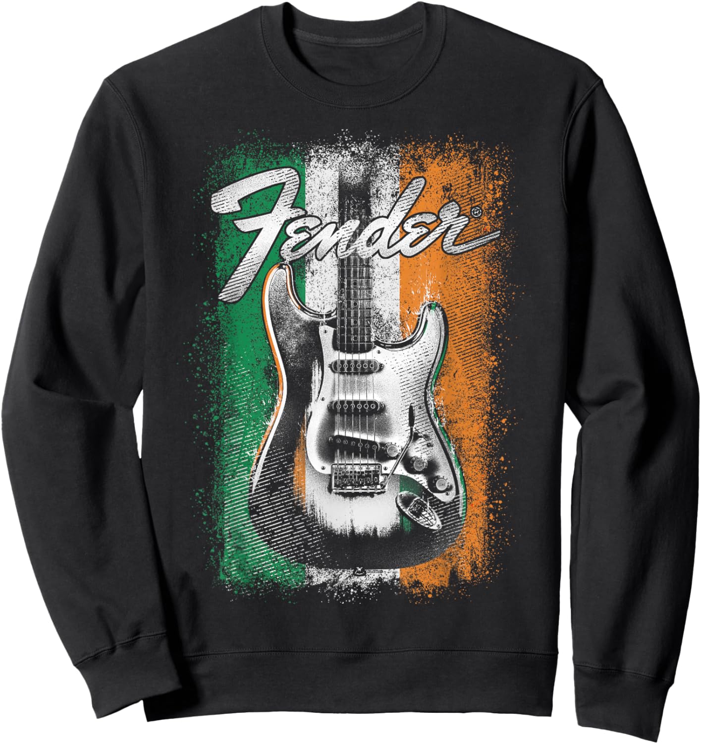Fender St Patrick's Day Electric Guitar Irish Flag Backdrop Sweatshirt - Sweatshirt | Black