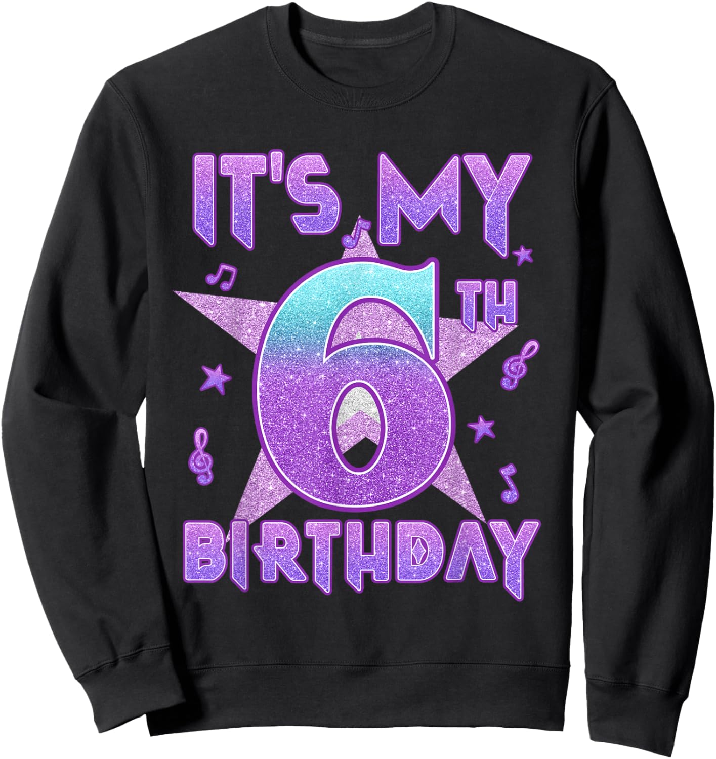 It's My 6th Birthday Kpop 6 Year Old Toddler Birthday Girl Sweatshirt - Sweatshirt | Black