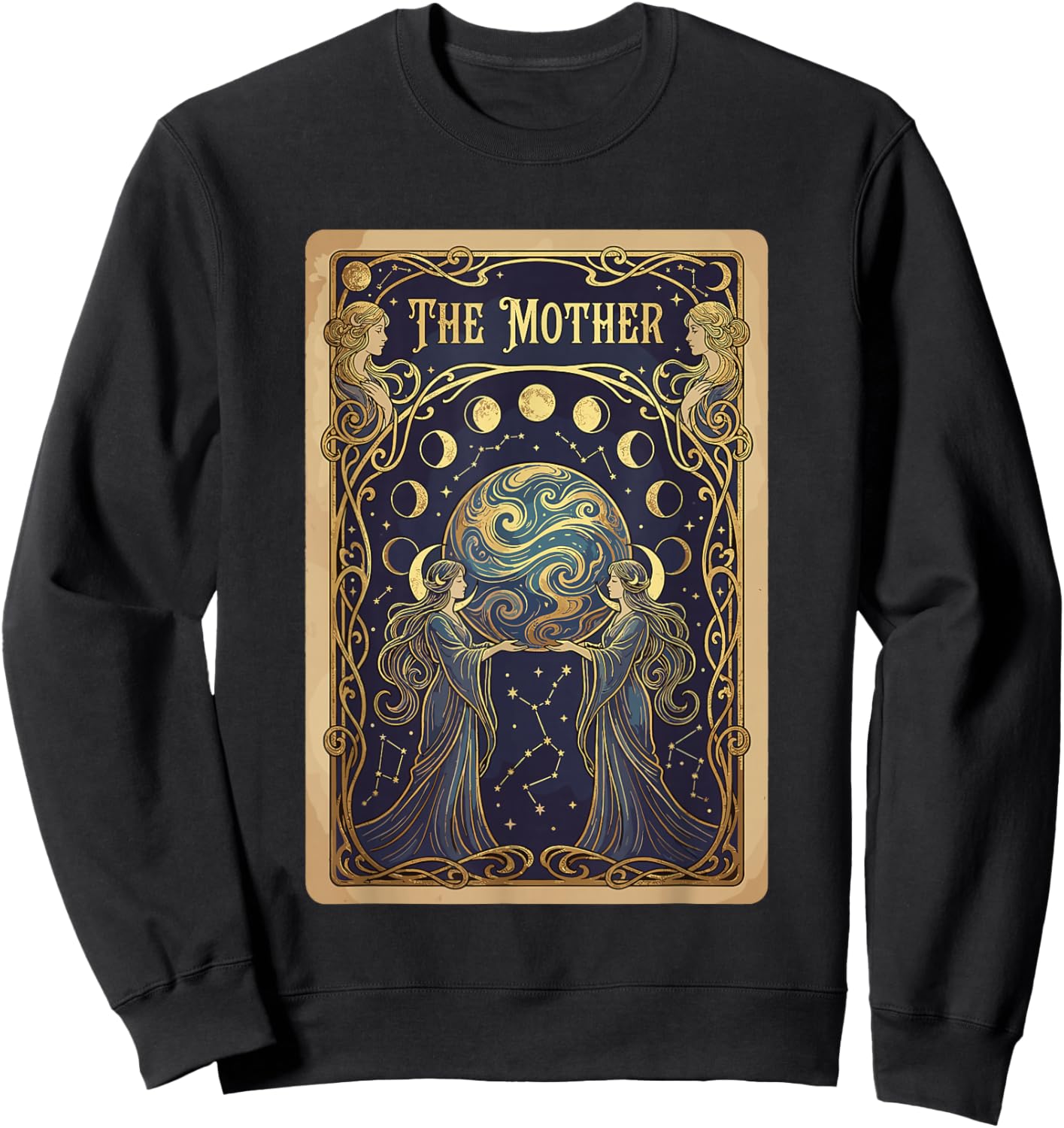 Earth Day 2026 Tarot Card The Mother Earth Gaia Moon Phases Sweatshirt - Sweatshirt | Black
