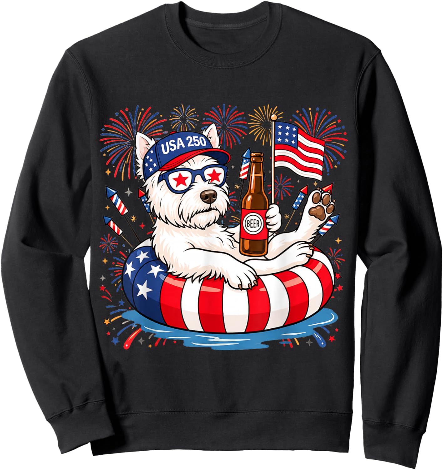Patriotic Westie Dog 4th of July USA 250 Years Dog Lover Sweatshirt - Sweatshirt | Black