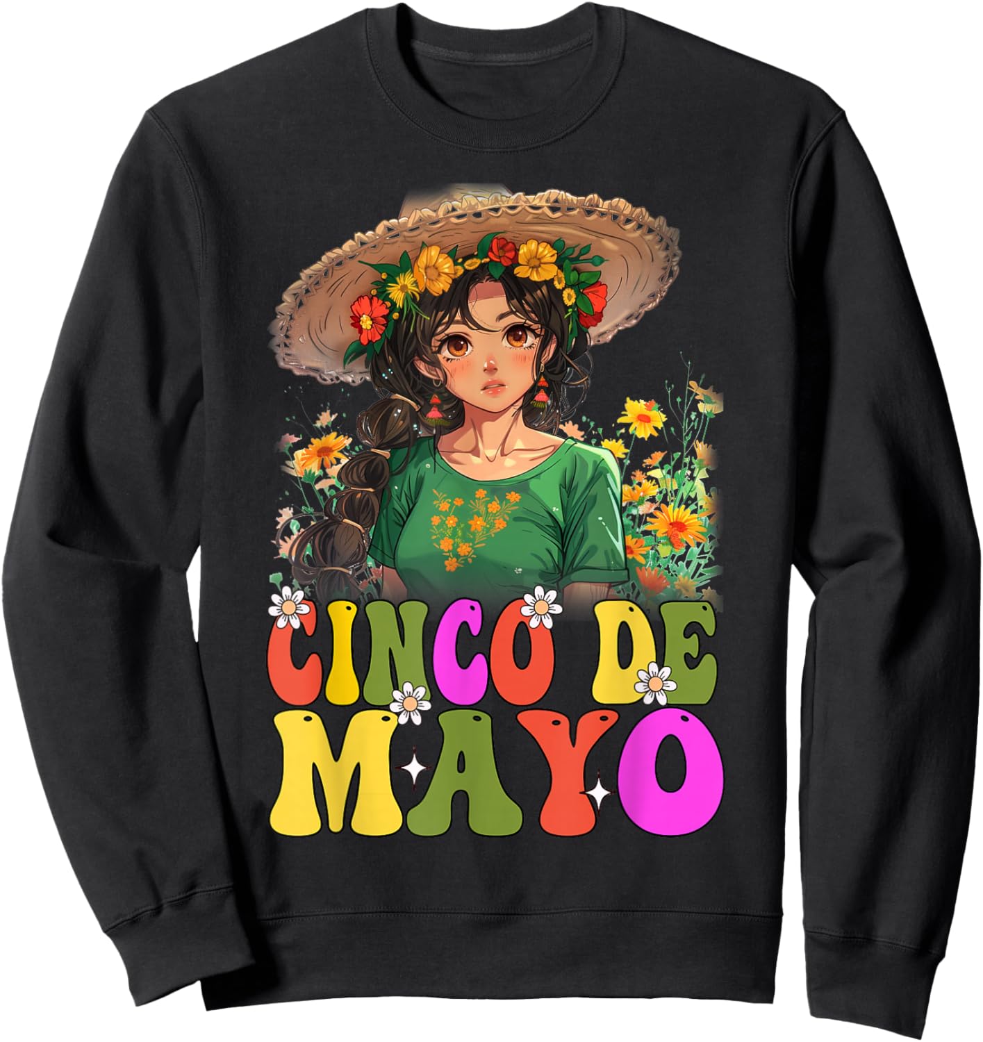 Otaku Girl Cinco De Mayo Mexican Fiesta 5 De Mayo Anime Girl Sweatshirt - Sweatshirt | Black