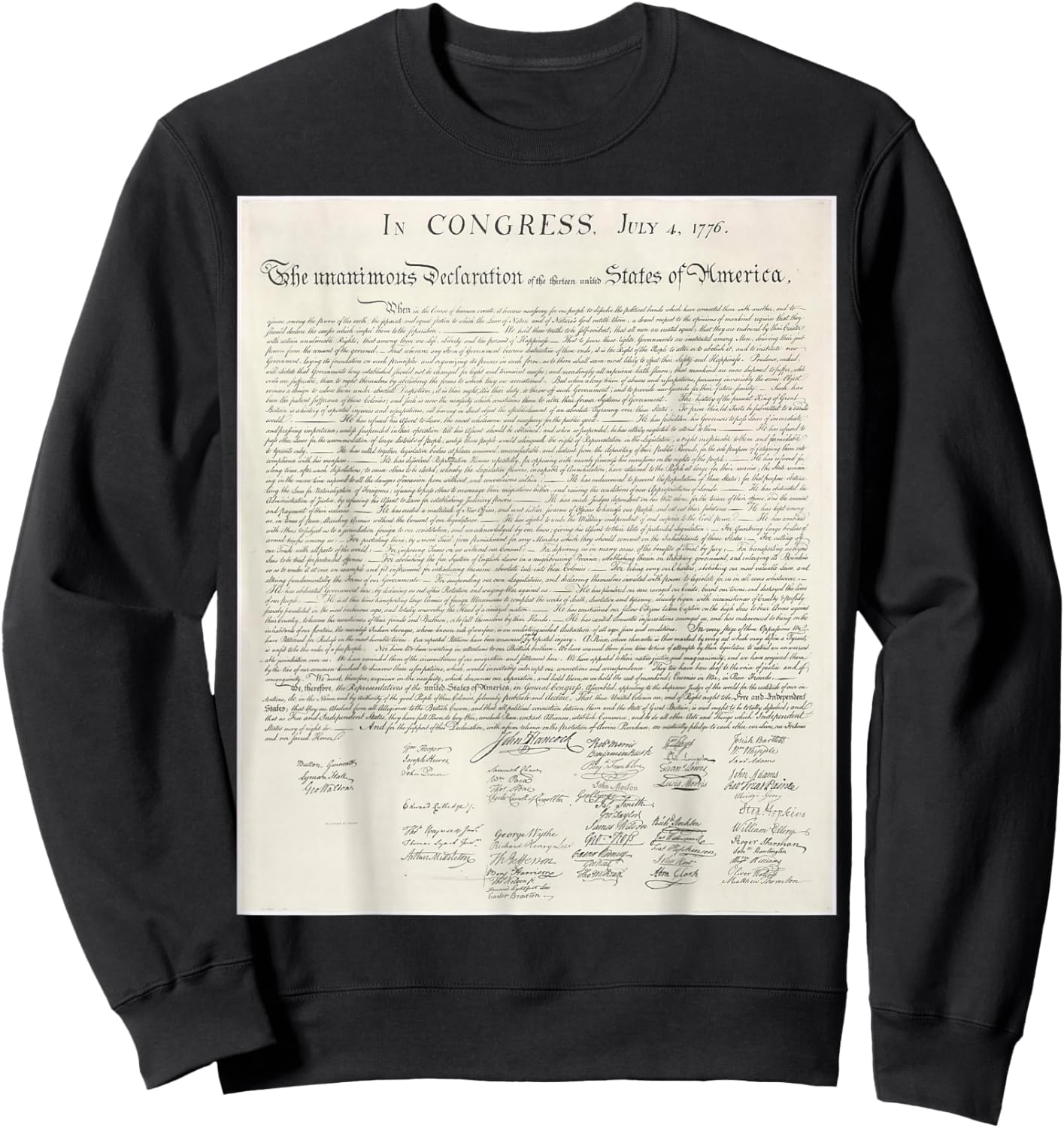 Declaration Of Independence Signatures Sweatshirt - Sweatshirt | Black