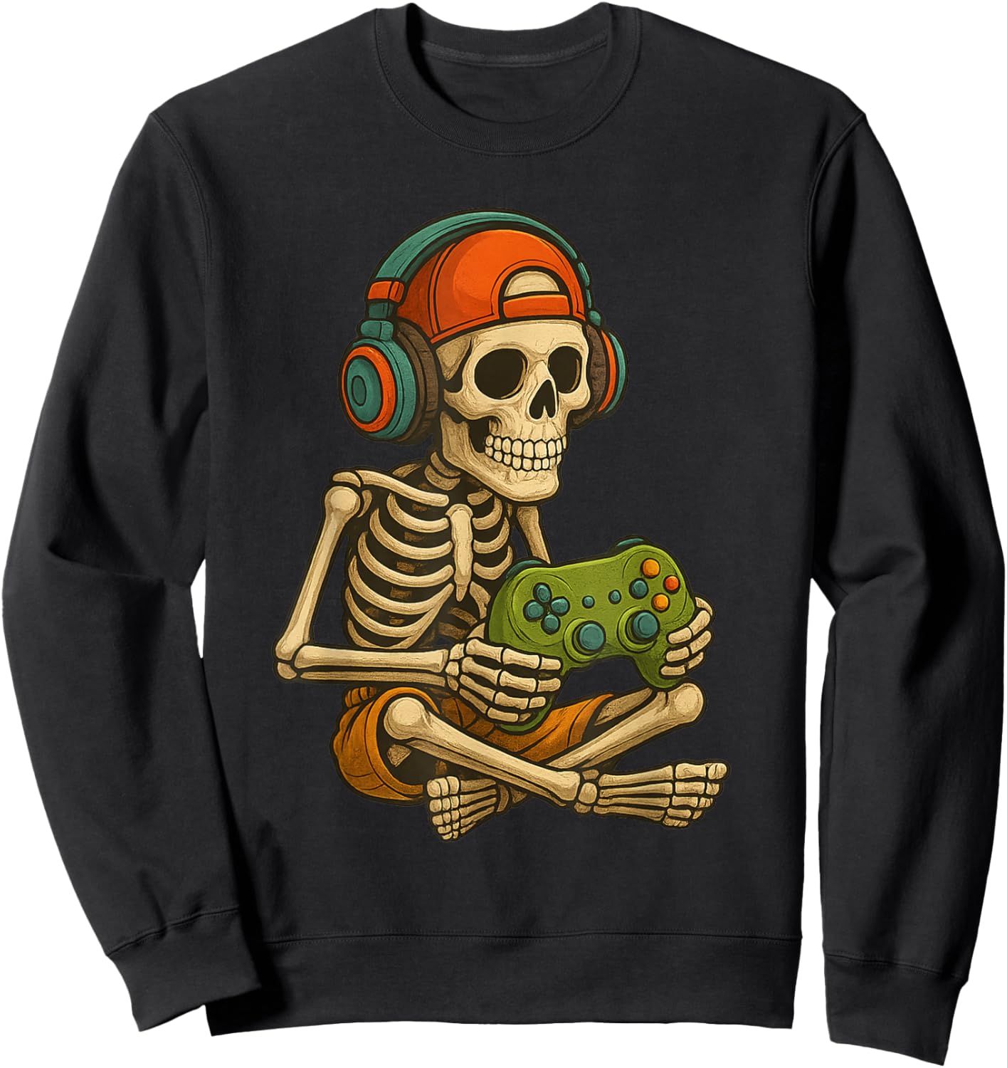 Gamer Halloween – Video Game Skeleton with Controller Sweatshirt - Sweatshirt | Black