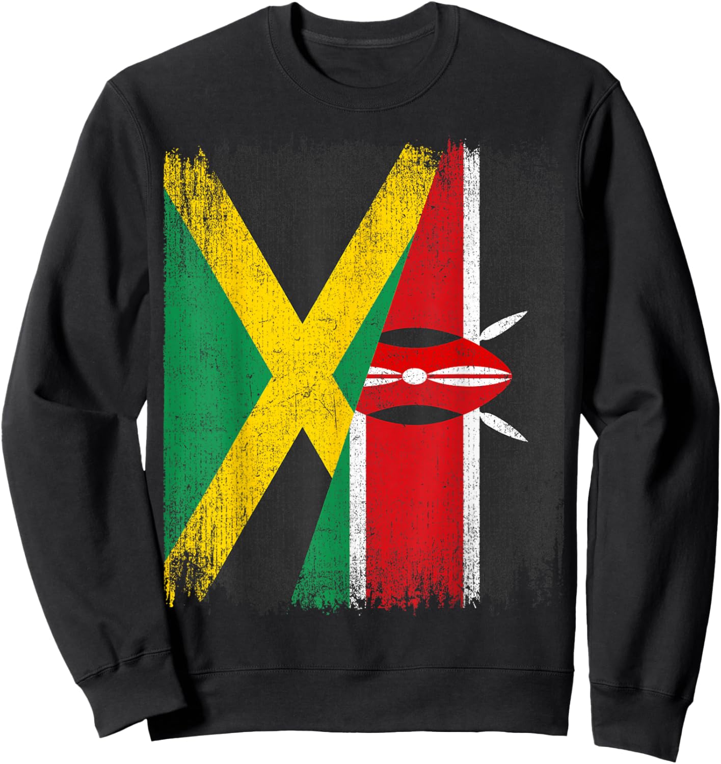 Half Jamaica Kenya Flag Jamaican Kenyan Pride Roots Sweatshirt - Sweatshirt | Black