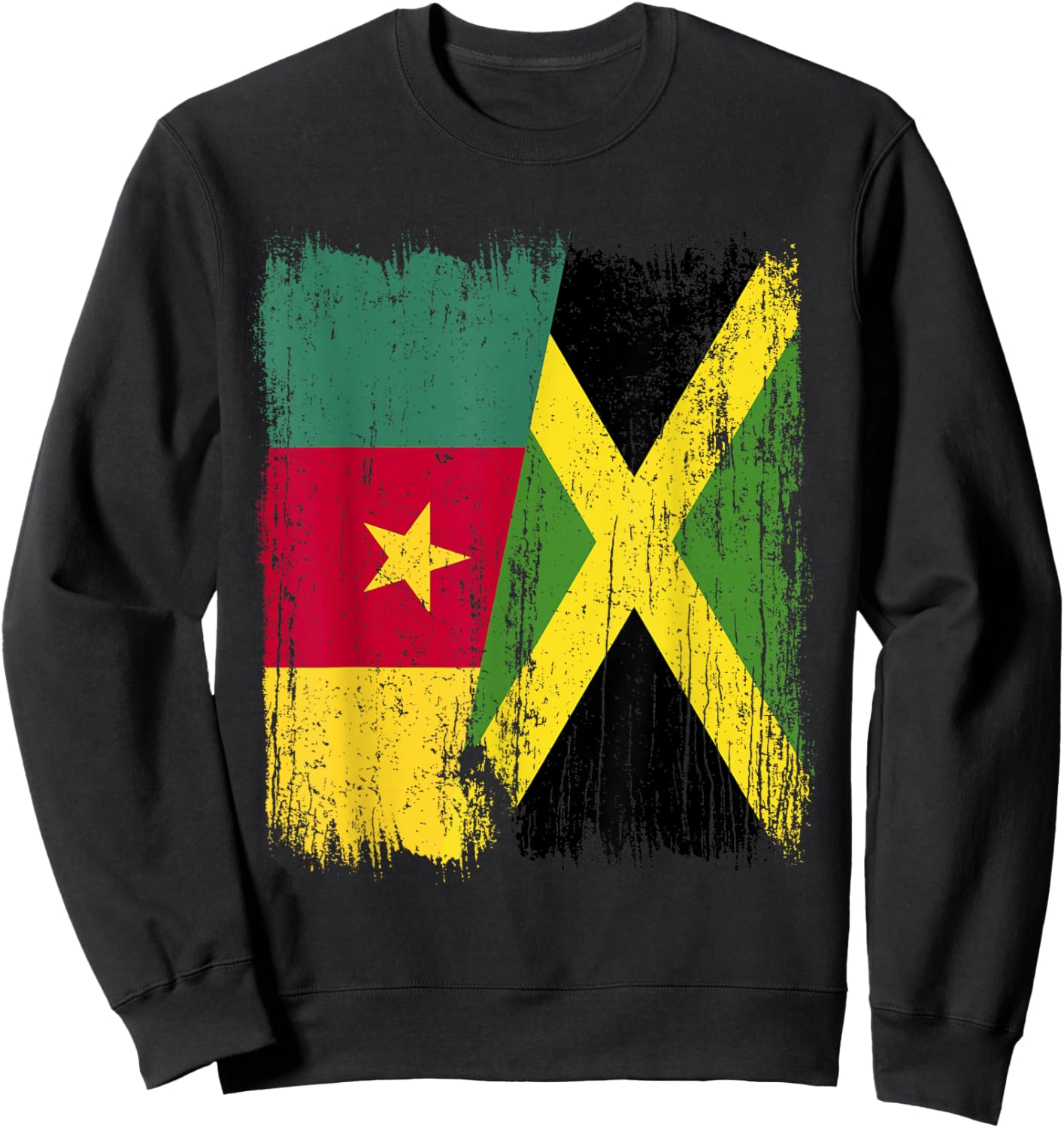 Cameroon Jamaica Half Flag Cameroonian Jamaican Heritage Sweatshirt - Sweatshirt | Black