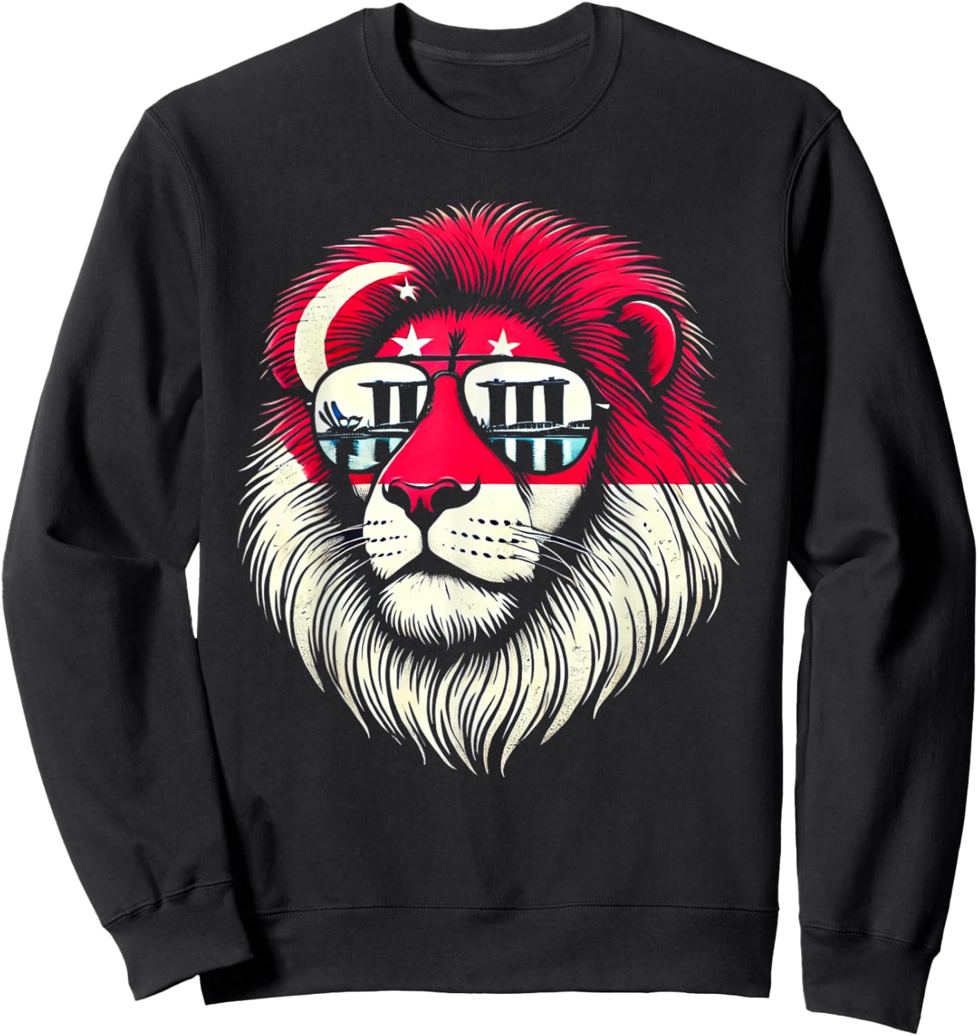 Republic of Singapore Lion Singaporean Flag Sweatshirt - Sweatshirt | Black