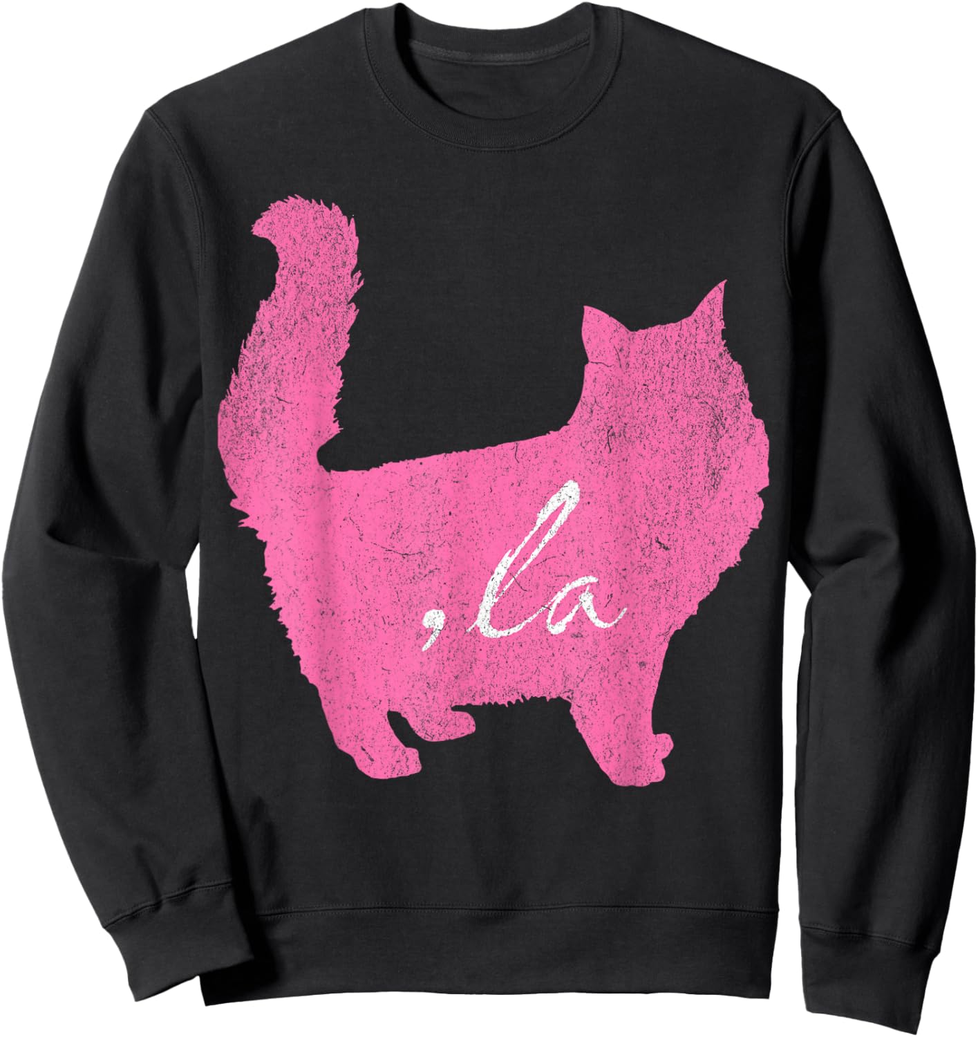 la/ Comma la/Comma la in A Pink Cat Silhouette Women Girls Kids Sweatshirt - Sweatshirt | Black