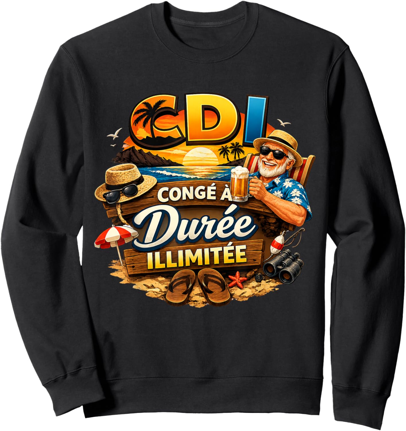 Cadeau Retraité Homme Humour Original Congé Durée Ilimitée Sweatshirt - Sweatshirt | Black