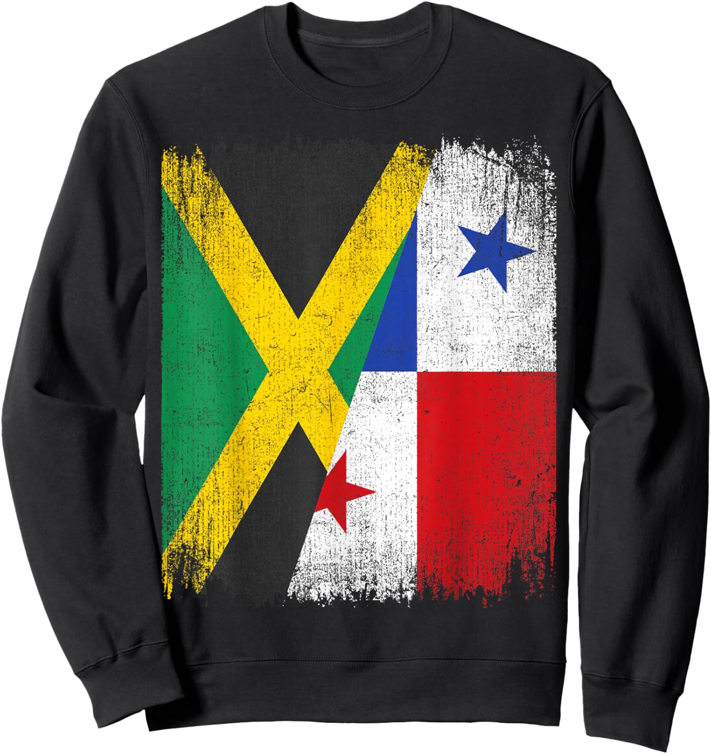 Half Jamaica Panama Flag Jamaican Panamanian Pride Roots Sweatshirt - Sweatshirt | Black