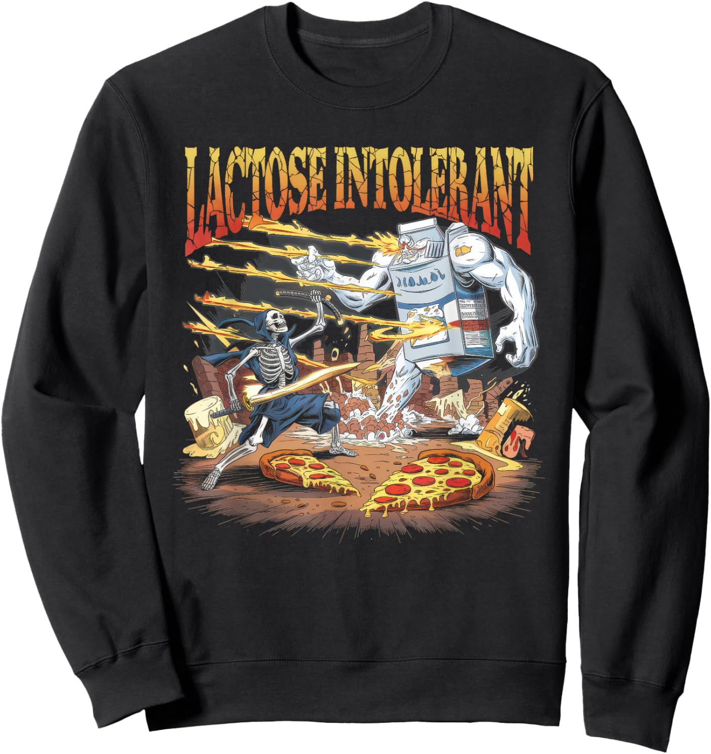 Lactose Intolerant Men Women Tummy Funny Meme Sarcasm Sweatshirt - Sweatshirt | Black