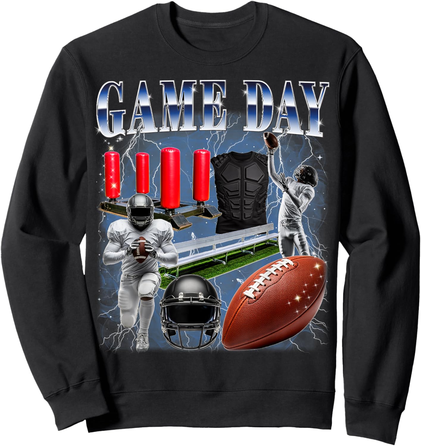 Football Game Day Bootleg 90s Style Player Boy Coach Youth Sweatshirt - Sweatshirt | Black