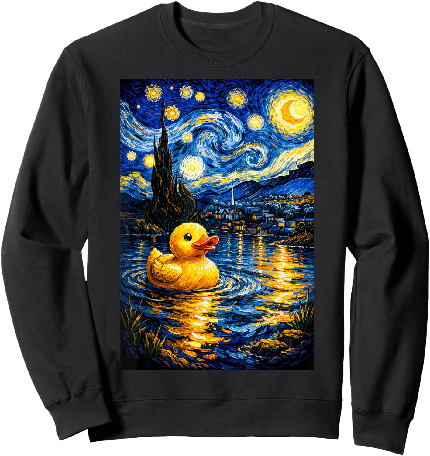 Rubber Duck Duckie Ducky Van Gogh Style Starry Night Funny Sweatshirt - Sweatshirt | Black