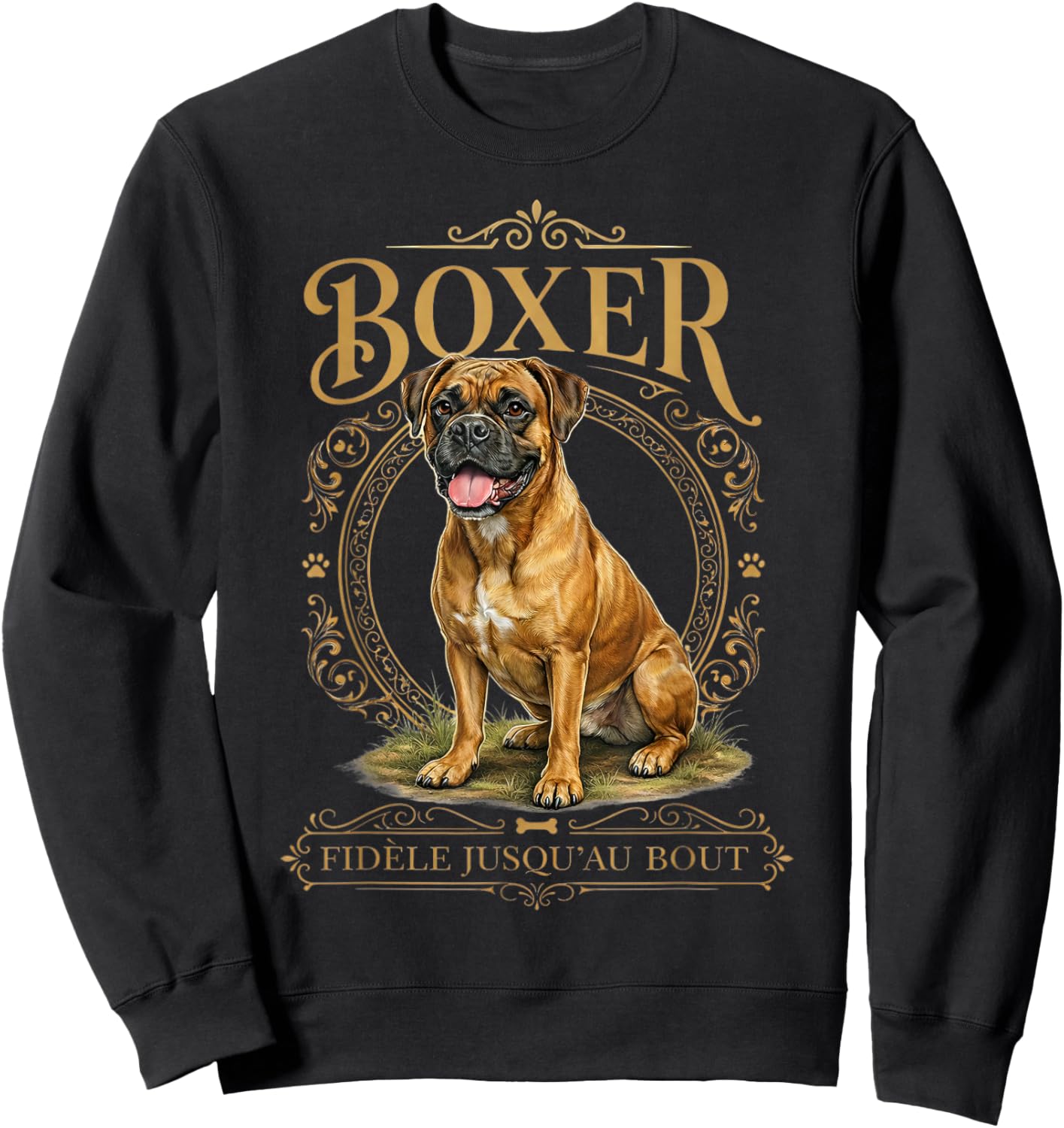 Boxer au Grand cœur Design Chien rétro Chic Sweatshirt - Sweatshirt | Black