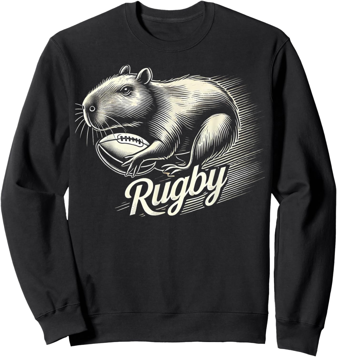 Capybara Rugby Sports Gifts Funny Rugby Player Sweatshirt - Sweatshirt | Black