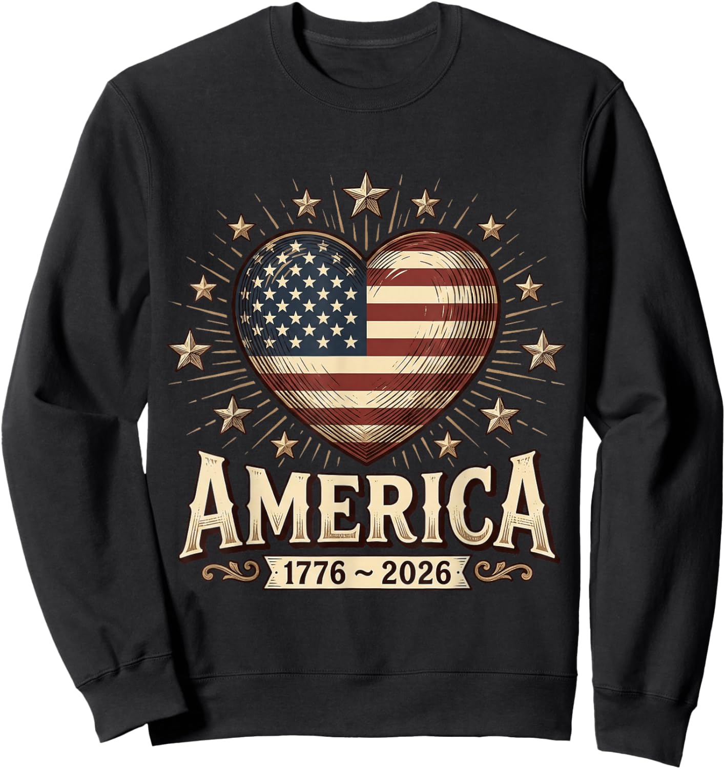 Vintage 250 Years Patriotic USA 250th Birthday 4th of July Sweatshirt - Sweatshirt | Black