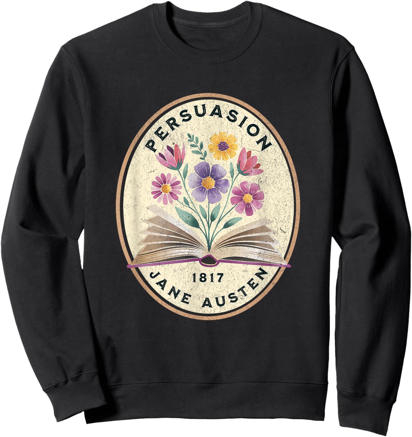 Persuasion Jane Austen Book Flowers Sweatshirt - Sweatshirt | Black
