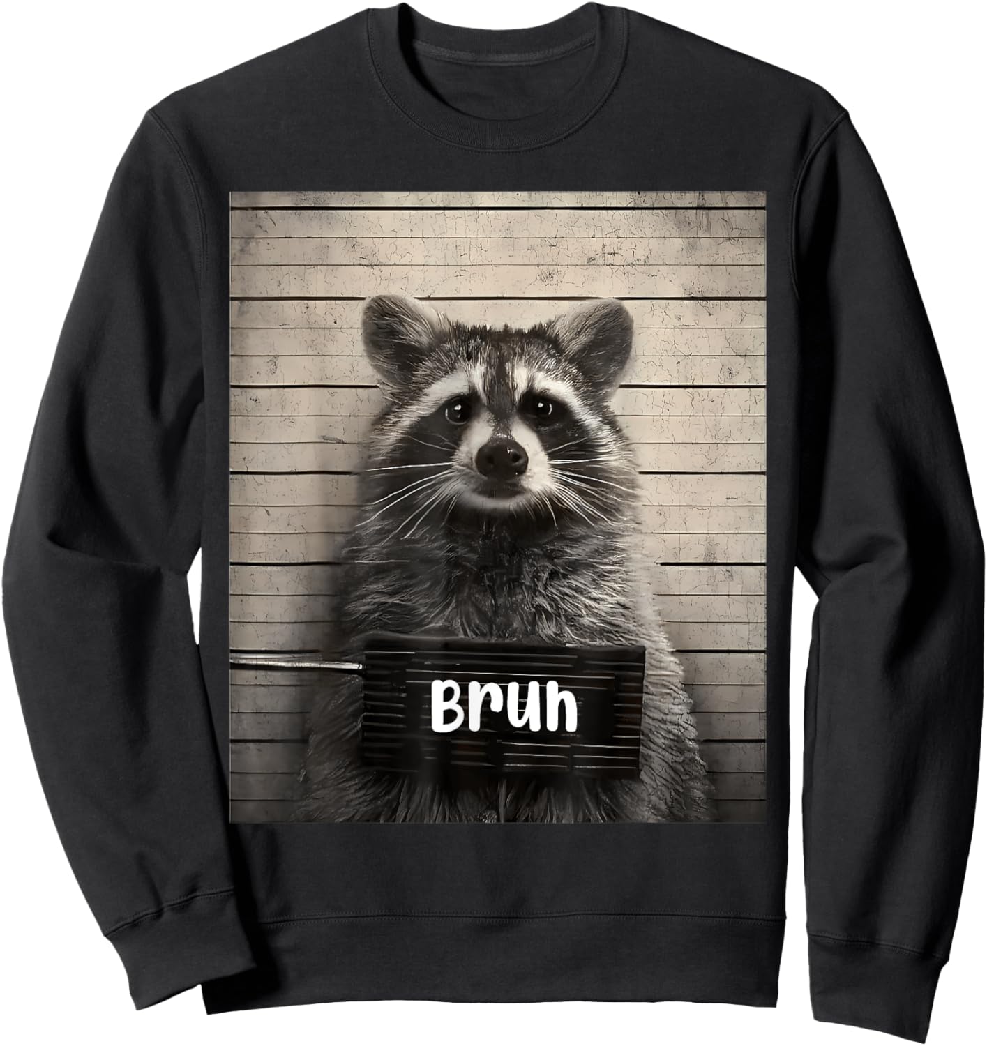 Bruh Streetwear For Teens -Adults Raccoon Meme - Black, Small, Short Sleeve, Cotton 65%, Polyester 35%, Novelty Sweatshirt - Sweatshirt | Black