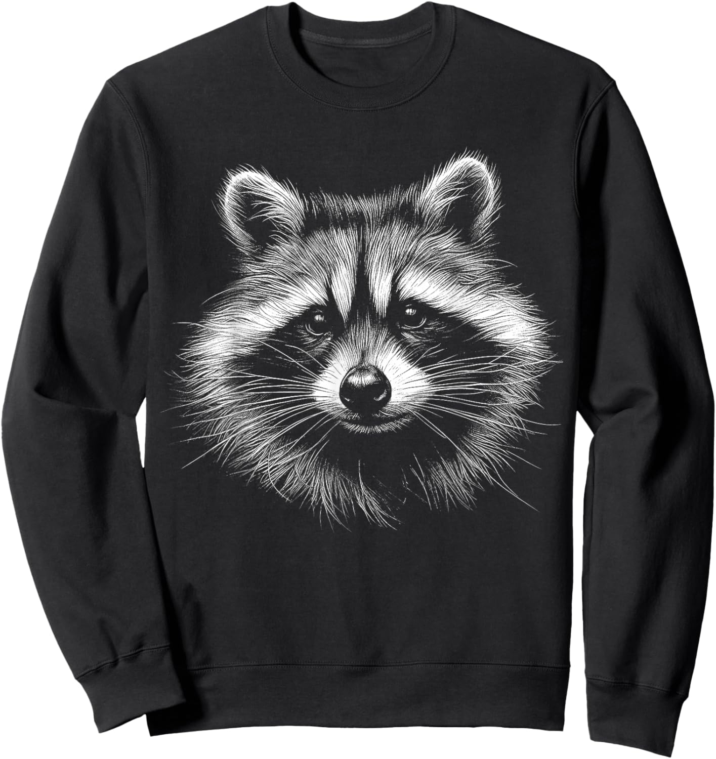Adults Raccoon Lover Art Design , Black, Small, Short Sleeve, Classic Fit, Polyester 100% Sweatshirt - Sweatshirt | Black