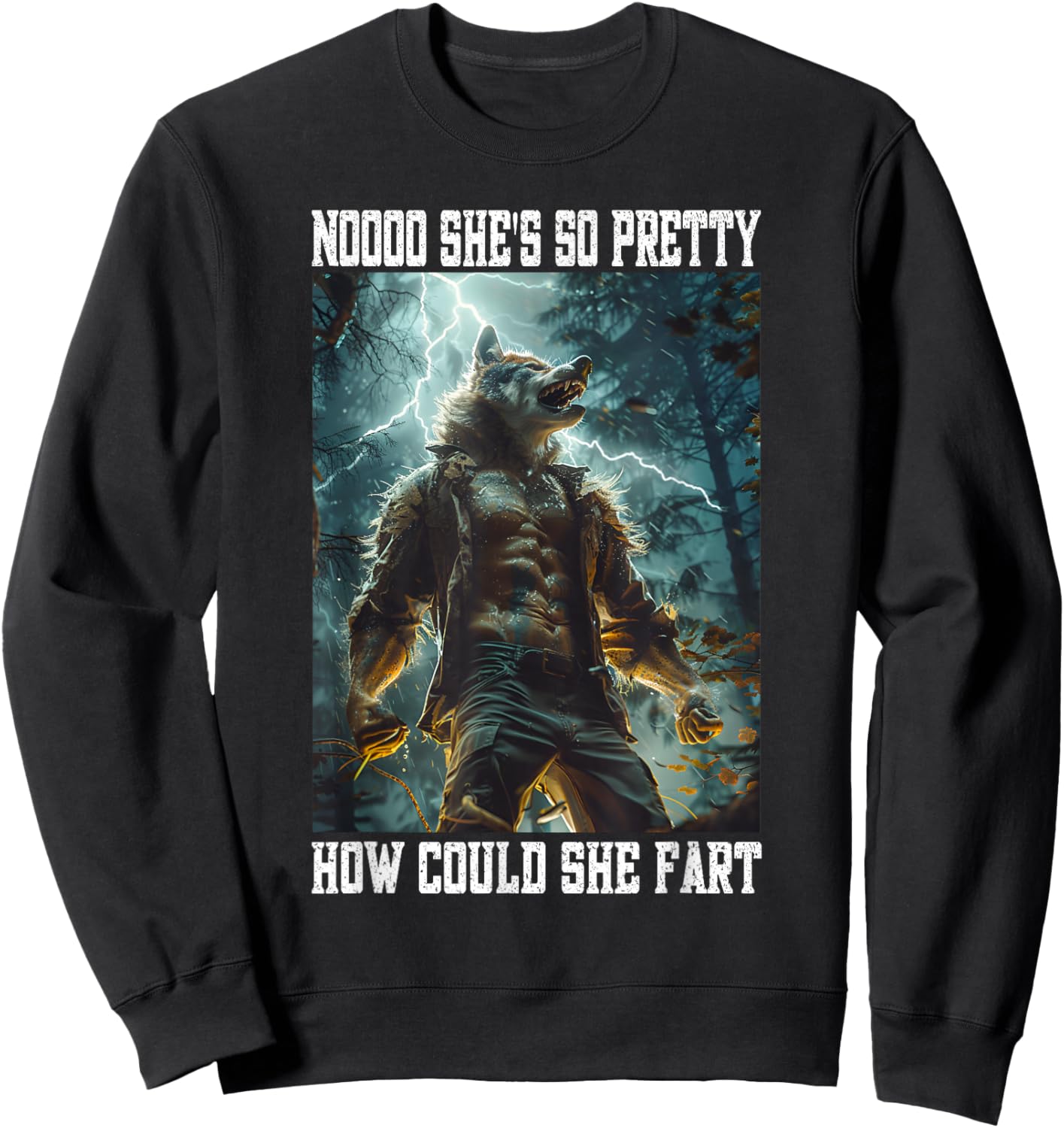 Cringy Sad Angry Werewolf Kitten Cringe Alpha Wolf Cringey Sweatshirt - Sweatshirt | Black