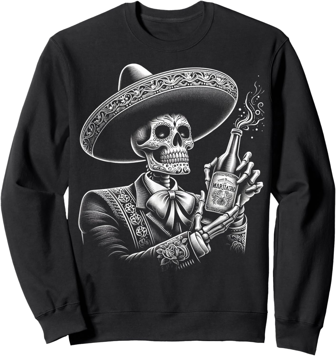 Vintage Skeleton Tequila Mexico Dia De Los Muertos Mexican Sweatshirt - Sweatshirt | Black
