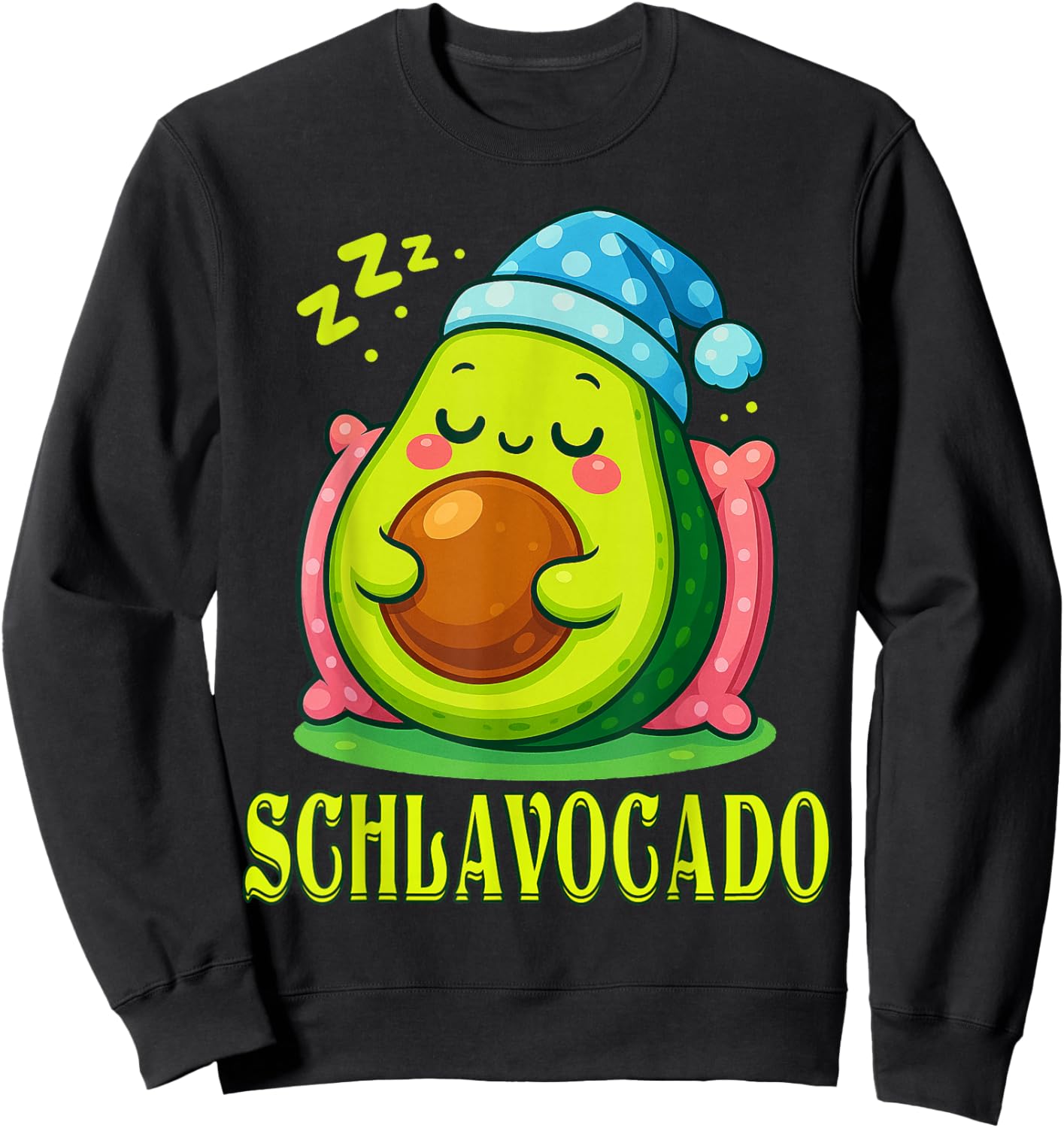 Schlavocado Offiziell Schlafshirt Schlafanzug Schlaf Avocado Sweatshirt - Sweatshirt | Black