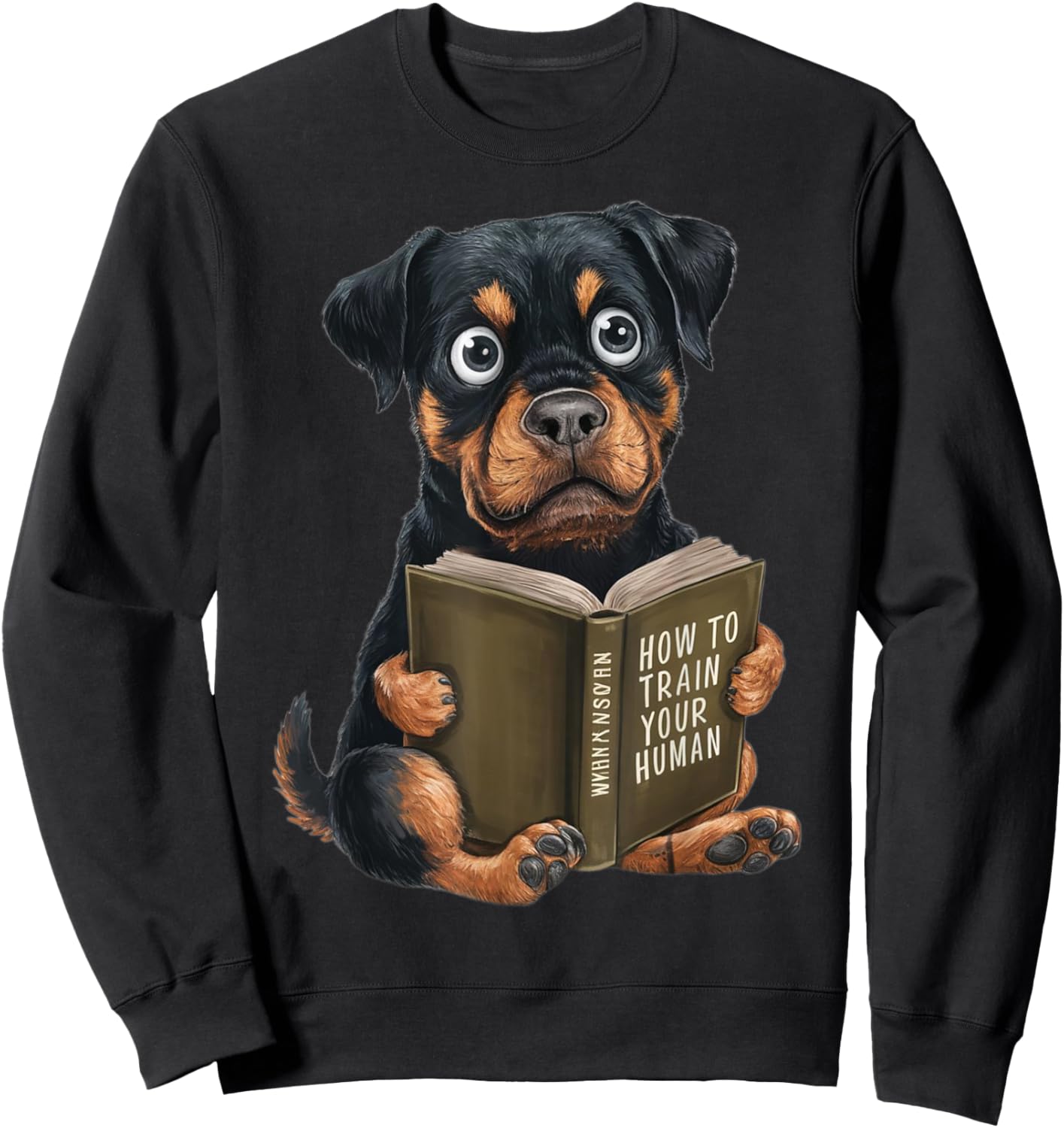 Rottweiler Dog, welpe, how to train your human, funny Sweatshirt - Sweatshirt | Black