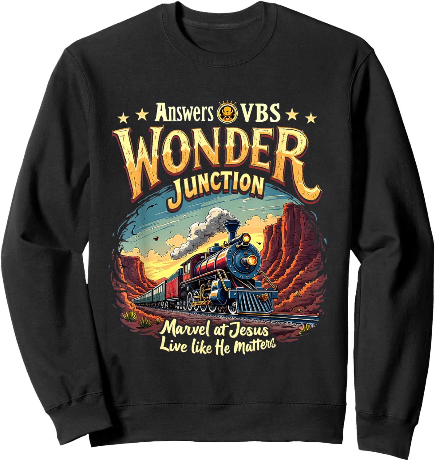 Vintage Wonder Junction VBS Train Theme Christian Costume Sweatshirt - Sweatshirt | Black